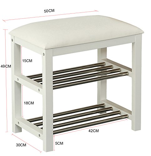 Orolay Schuhbank Sitzbank Schuhregal Schuhschrank Schuhtruhe Badregal Weiß - 4
