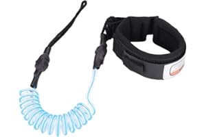 VOBOR Bodyboard Leash, Surfboard Leash 5mm Adjustable SUP Coiled, TPU Paddleboard Wrist Leash for Bodyboard Surfboard(Blue)