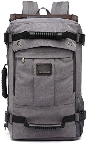 Canvas Outdoor Travel Backpack Casual Student Backpack Hiking Camping Backpack Lightweight 20-35L Capacity,Grey