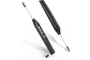 OMYPOTT Präsentations-Clicker mit ausziehbarem Lehrer-Zeiger: Kabelloser Presenter-Board-Zeiger, wiederaufladbarer Powerpoint-Remote-Clicker mit Markierung/Lautstärkeregelung/Hyperlink