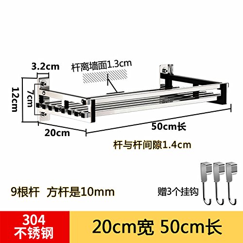 Preisvergleich Produktbild Hlluya Handtuchhalter 304 Edelstahl Bad Handtuch Handtuchhalter Badezimmer Handtuchhalter, Metallregale, Regale, (20W-50 Lange) +3 eine U-Zeile Haken