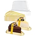 Alpha Basics 50pcs Transparent Cake Slice Pastry Box Triangle Cake box Golden Bottom