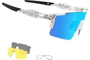 ‎OULIQI OULIQI Fahrradbrille Polarisierte Sonnenbrille,Sportbrillen Herren Damen UV400 Sportbrille Schnelle Brille mit 1 oder 3 Wechselgläser für OutdoorSportarten Fischen Radfahren Laufen