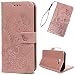 Produktbild Flip Handy Schutzhülle für Samsung Galaxy J4 Plus (2018), Stoßfest Weich PU Leder Damen Karten Magnet Stand Brieftasche Klappetui (Roségold), Prägung mit Schmetterling Muster