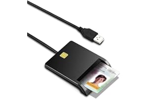 HOUKIG ID Card Reader,USB Smart Card Reader, USB 2.0 Common Access CAC Memory Card Reader Compatible with Windows and Linux, Plug and Play