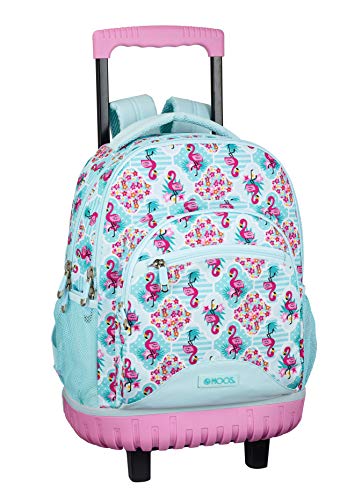 moos Flamingo Turquoise officielle sac à dos scolaire Grand avec Roues 320 x 140 x 460 mm