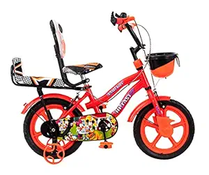 Hi-Fast 14 inch Kids Cycle for Boys & Girls 3 to 5 Years with Back Seat & Training Wheels (Semi-Assembled)