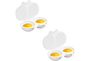 2PCS Microwave Egg Poacher, Poached Egg Maker With Lid & Handle | 2 Cavity Egg Poacher Microwave, Non-stick Poached Egg Maker, Quick and Easy for Home Breakfast