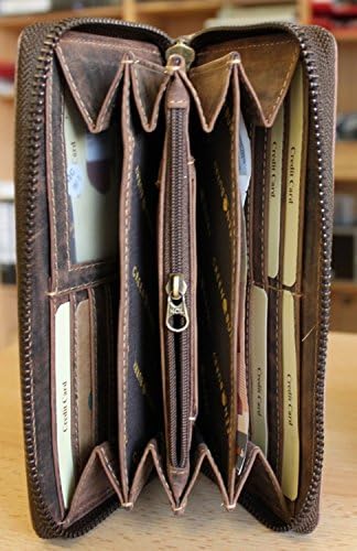 Pour femme marron/effet antique g820 cuir portefeuille long lefox greenberry/19 cm