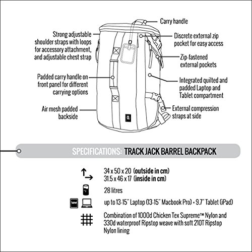 Crumpler Track Jack Barrel Backpack TJBRBP-001 Reise Rucksack mit 15  Laptop- und 9 7 Tablet-Fach schwarz