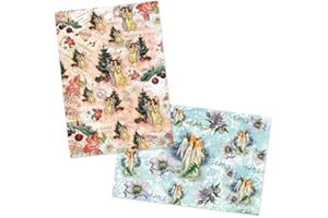 Ideen mit Herz 2 Bogen Reispapier | Edel-Decoupage-Papier | DIN A4 | 2 Verschiedene Designs | Vintage, Weihnachten und andere (Engel X-Mas)