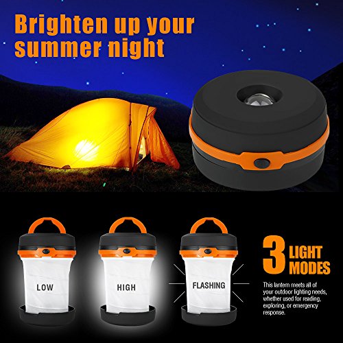 LE Laterne Zusammenklappbare led Taschenlampe mini LED Notfallleuchte 3 Helligkeiten Aussenleuchte für Camping Outdoor Wandern Angeln Abenteuer Campinglampe Ausfälle (1 er) - 3