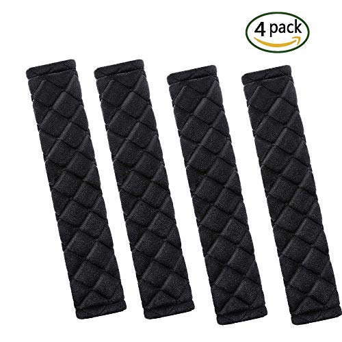 Car Seat Belt Pad Cover, 4-Pack Soft Car Safety Seat Belt Strap Shoulder Pad for Adults and Children, Suitable for Car Seat Belt, Backpack, Shoulder Bag(Black)