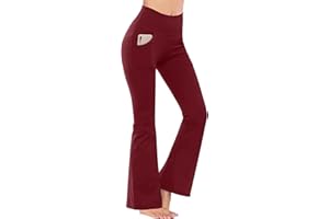 Promover Pantalons de Yoga et Pilates Femme Femmes Pantalons de Sport Bootcut avec Poches Taille Haute Workout Bootleg Tummy Control Pantalon de Travail et Décontracté
