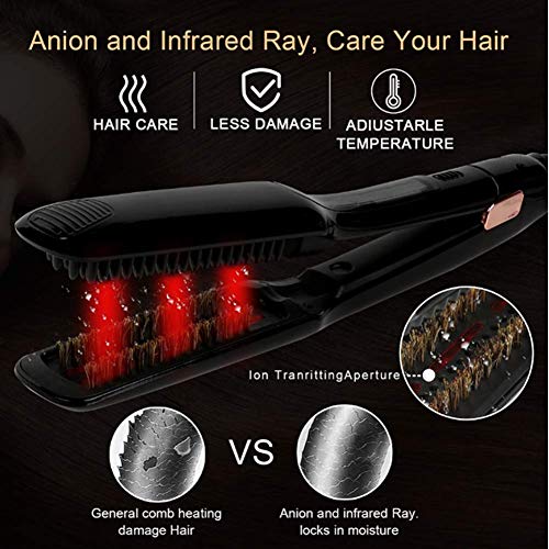 Infrared Straight Hair Comb Negative Ion Hair Straightener Does Not Hurt Hair Straight Clip  Constant Temperature  Wet And Dry 2 In 1  LED Liquid Crystal Temperature Display  Tourmaline Ceramic Coating Knob
