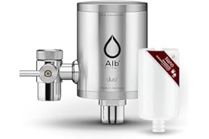 Alb Filter® Duo Nano Trinkwasserfilter | Armatur Anschluss | Gegen Mikrokeime wie E. coli, Legionellen uvm. | Set mit Gehäuse und Kartusche | Made in Germany Edelstahl ohne Vorfilter