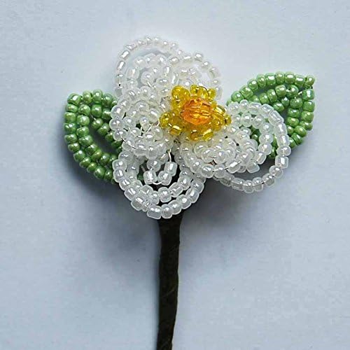Brockhole Personalised Custom Hand Made White Anemone The Lakes Wild Flowers Single French Seed Beaded Buttonholes Corsages Wedding Flowers Mother of the Bride