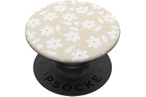 FLORAL DAISY FLOWER DESIGNS Magnolia Blanc – Marguerites blanches en forme de cœur PopSockets PopGrip Adhésif