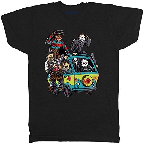 DesignTshirtsDirect Halloween Horror Chucky Jason Myers Freddy Film Movie Retro Scream T Shirt (Small) Black