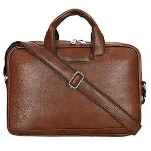 Storite PU Leather 14 inch Laptop Messenger Organizer Bag/Shoulder Sling Office Bag for Men & Women ? (37x 27x7 cm,Light Brown)