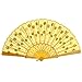 Produktbild REALIKE Damen Handfächer Chinesischer Pfau Blumen Stoff Fächer Bambusgriff Wandfächer Hochzeit Party Tanzen Fasching Blüten Japanischer Faltfächer Dekoration Geschenk Tanzabend Kostüm Maske Karnevals