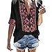 Produktbild Junjie Frauen Ethnischen Stil Boho Halbarm V-Ausschnitt Vintage Top T-Shirt Blaue Sommer rot Weiss Spitze große größen grün blusenkleid blusenshirt Blusen Blau, Grün, Schwarz