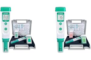 Apera Instruments AI209 Vattentät pH-Mätare ± 0,1 pH-Noggrannhet, ± 0,5 ° C Temperatursensor, Vit & Apera Instruments EC20 Value Konduktivitetstestare med Kalibreringslösningar och AAA-Batterier
