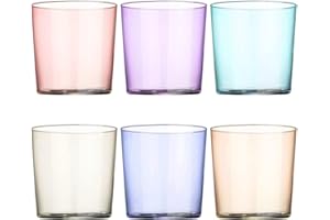 UNISHOP Set de 6 Vasos de Agua Multicolor, Vasos de Cristal Lisos y de Colores, Aptos para Lavavajillas