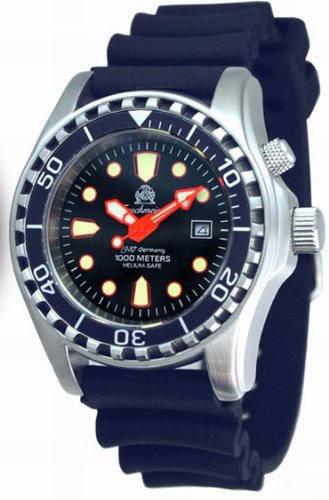Profi Taucheruhr von Tauchmeister mit PU Band u. Saphirglas T0259 Profi Taucheruhr von Tauchmeister mit PU Band u. Saphirglas T0259