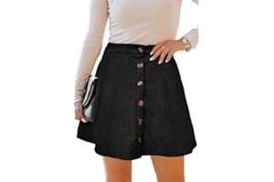 Alaster Queen Cordrock Damen für Herbst & Winter Minirock A Linie mit Knöpfen Kurz Rock Hohe Taille mit Taschen Skirt Women