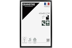 Ceanothe Cadre Photo 40x60 cm en Bois Noir, Pour Exposition et Idéal pour Poster Photo Paysages et A3, Collection Essentiel Verre acrylique Incassable Fabriqué en France