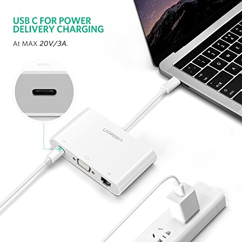UGREEN USB C auf VGA USB 3.1 Typ C auf VGA USB Typ C 3.1 Buchse mit RJ45 Ethernet 10/100Mbps Adapter AV 1080P HDTV für 12 Inch neue MacBook 2016 und 12 Inch neue MacBook 2015 Weiß - 6