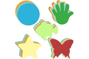AFUNTA 135 PCS Multicolor Cut Paper, Butterfly Star Handprint Fish Round Cutouts DIY Decor, Wall Stickers