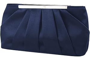 Jywmsc Borsa da sera in raso da donna Elegante pochette da sera plissettata in raso per donna Borsa da sposa in argento