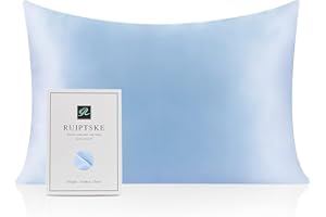RUIPTSKE Oeko-TEX® Jedwabna poszewka na poduszkę do 100% jedwabiu 22 Momme poszewka na poduszkę do włosów i skóry, zapobiegająca starzeniu się, przeciw roztoczom (40 x 60 cm, jasnoniebieska)