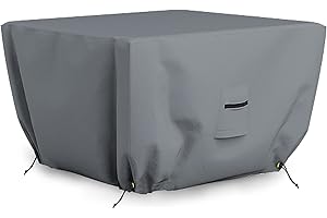 Covers & All Square Fire Pit Cover 12 Oz Heavy Duty PVC Coating Waterproof Outdoor Patio Furniture Table Cover With Air Pockets & Drawstring for Snug Fit. (36" L x 36" W x 12" H, Grey)