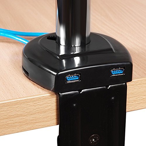 Maclean Brackets MC-669 Tischhalterung TV Monitor Halterung Halter Schwenkarm Ständer Monitorarm 2x USB 3.0 13″-27″ 9 kg (Weiß) - 4