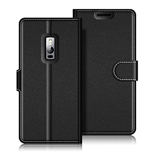 Coodio OnePlus 2 HÃ¼lle Leder LederhÃ¼lle Ledertasche Wallet HandyhÃ¼lle Tasche SchutzhÃ¼lle mit Magnetverschluss / KartenfÃ¤cher fÃ¼r OnePlus 2, Schwarz