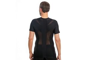 Anodyne® Posture Shirt - Hommes | Correcteur De Posture Du Dos & Épaules | Posture Corrector Tee Shirt | Réduit la douleur et la tension | Testé et approuvé médicalement | XL - Noir
