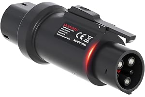 MCEVKELN EV Adattatore di Ricarica da Tipo 2 (IEC 62196) a Tipo 1(SAE J1772) con Clip Antifurto | 16/32A EV Convertitore da Cavo Tipo 2 a Veicoli Elettrici Tipo 1, Portatile| IP54, con Borsa