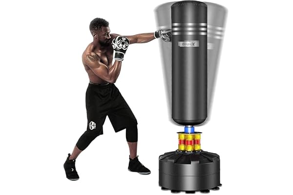Dripex Sac de Frappe sur Pied Adulte 175cm Sac de Boxe Autoportant MMA Punching Ball pour Karaté Fitness Taekwondo Idéal Cadeau