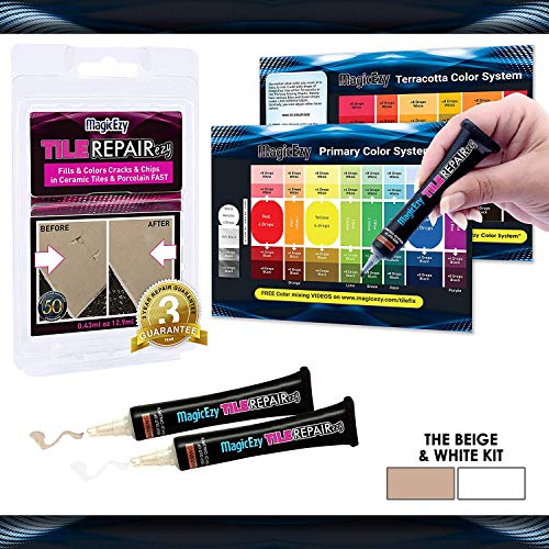 MagicEzy - Kit di riparazione per piastrelle, per riparare scheggiature e fori in piastrelle in ceramica, multicolore