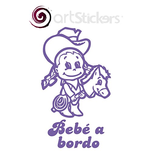 artstickers® Adesivo Bebe a Bordo Nene - Cavallo - babyfun collectión 10 colori a scelta + regalo sorpresa Viola