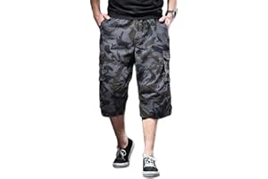 Onsoyours Hommes Cargo Shorts en Coton Bermuda Pantalon 3/4 Pantacourt Casual Multipoches Décontracté Eté Hommes Short de Sport Court Pantalon