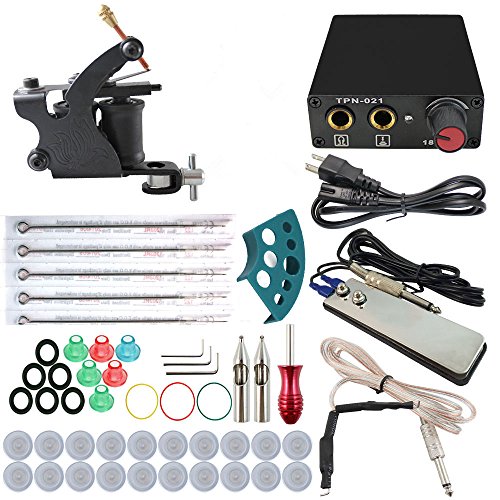 Wormhole® Professional Tattoo Kit Great Beginner Tattoo Kits with 1 Pro Tattoo Machine 5 Tattoo Needles 2 Tattoo Tips TK108004