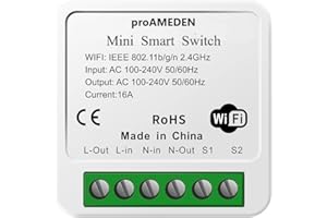 proAMEDEN Interruptor inteligente Wifi Apple HomeKit 16A, [1/un], MINI Smart Switch Wifi, Módulo interruptor, app CozyLife funciona con Control de voz Siri, Compatible con Alexa, Google Home.