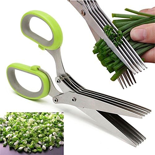 LKNV 5 Blade Herb Scissors Sharp Cut Shears Stainless Steel Time-Saving Food Grade Heat Resistance Household Gadgets