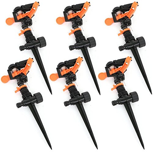 Yahee 6er Set Impulsregner Rasensprenger Impuls-Rasensprenger 32 cm mit Erdspieß