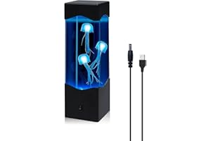 Doright 1X Lampe de méduse RGB USB DC 5V Lampe de table pour aquarium Lampe de chevet 16 couleurs changeantes Décoration pour salon, chambre à coucher, bureau avec 3 méduses