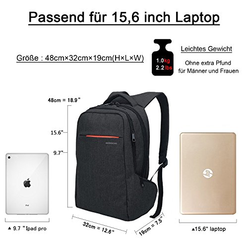 Norsens NS3130B Laptop Backpack  geignet f  r bis zu 15 6-Zoll-Laptops Notebook  Schwarz